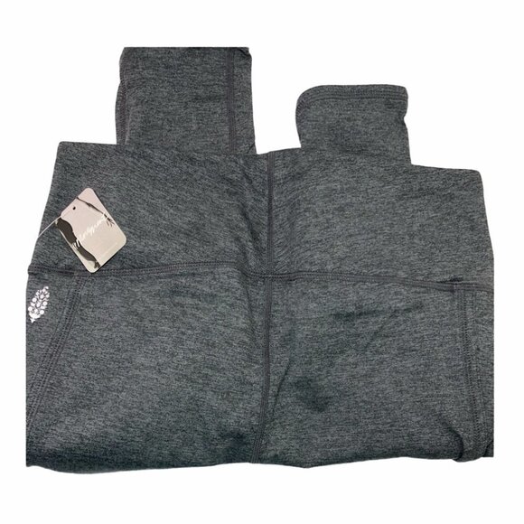Free People Movement Womens Gray High Rise Cutout Cropped Leggings Sz L New - Picture 3 of 11